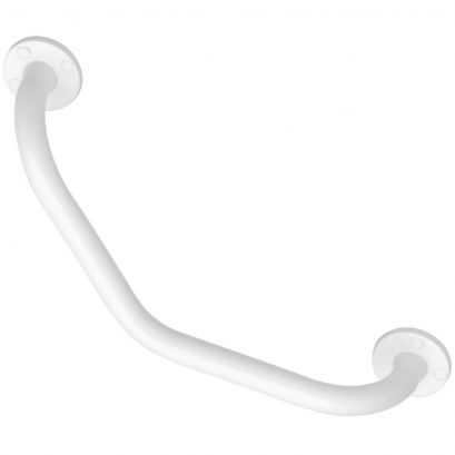 135° angled grab bar, White Epoxy-coated Steel, 225 x 225 mm, Ø 25 mm