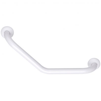 135° angled grab bar, White Epoxy-coated Aluminium, 265 x 265 mm, Ø 30 mm