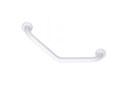 135° angled grab bar, White Epoxy-coated Aluminium, 265 x 265 mm, Ø 30 mm