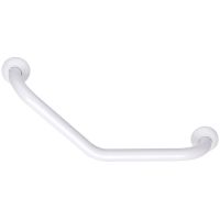 135° angled grab bar, White Epoxy-coated Aluminium, 265 x 265 mm, Ø 30 mm