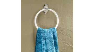 Towel ring, 200 x 80 mm, White Epoxy-coated Steel, Ø 12 mm