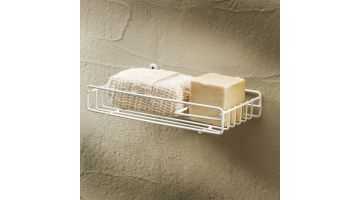 Sponge & soap basket, White Epoxy-coated Steel, 250 x 120 x 40 mm, Ø 4 mm