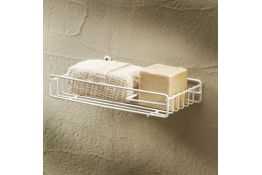 Sponge & soap basket, White Epoxy-coated Steel, 250 x 120 x 40 mm, Ø 4 mm