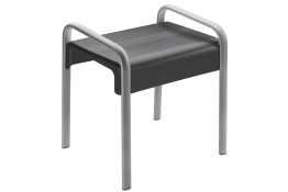 Banc de douche Design®, 461 x 526 x 580 mm, Assise ABS Gris anthracite & Pieds Aluminium Chromé, 38 x 25 mm