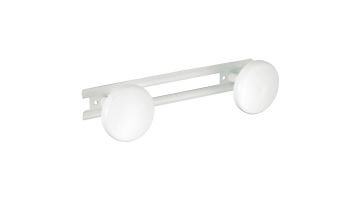 Double robe hook, White Epoxy-coated Steel, 245 x 70 mm, Ø 66 mm