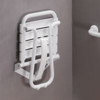Foldaway shower seat, White polypropylene seat and white Epoxy-coated base, 380 x 355 x 500 mm, Ø 25 mm