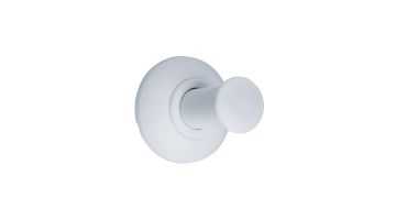 Single robe hook, White Epoxy-coated Steel, 74 x 66 mm, Ø 25 mm