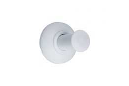 Single robe hook, White Epoxy-coated Steel, 74 x 66 mm, Ø 25 mm