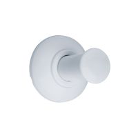 Single robe hook, White Epoxy-coated Steel, 74 x 66 mm, Ø 25 mm