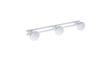 Triple robe hook, White Epoxy-coated Steel, 425 x 70 mm, Ø 66 mm