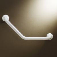 135° angled grab bar, White Epoxy-coated Aluminium, 265 x 265 mm, Ø 30 mm