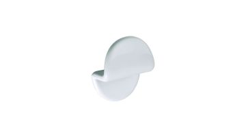 Single robe hook, White ABS, 75 x 80 x 40 mm