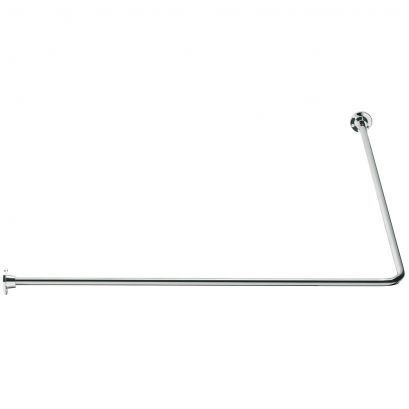 90° angled curtain rail, 1000 x 1000 mm, Chrome and nickel-plated Brass