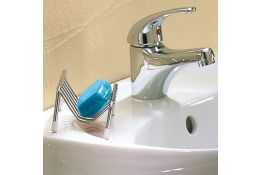Wall mounted soap basket, Chrome-plated Steel, 130 x 80 x 60 mm, Ø 5 mm