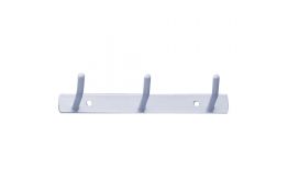 3 hook rack, White Epoxy-coated Steel, 120 mm