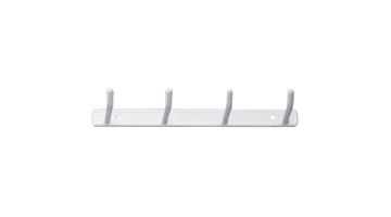 4 hook rack, White Epoxy-coated Steel, 170 mm