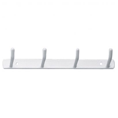 4 hook rack, White Epoxy-coated Steel, 170 mm