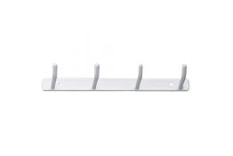 4 hook rack, White Epoxy-coated Steel, 170 mm