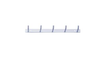 5 hook rack, White Epoxy-coated Steel, 220 mm