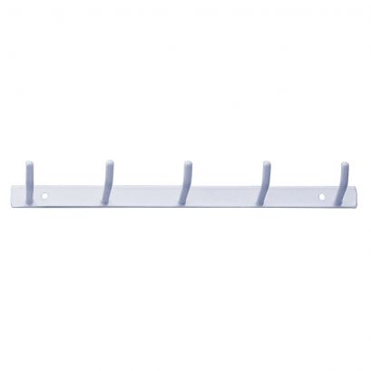 5 hook rack, White Epoxy-coated Steel, 220 mm