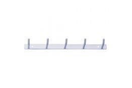 5 hook rack, White Epoxy-coated Steel, 220 mm