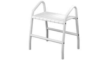 Shower stool with 2 handles, White Epoxy-coated seat and white Epoxy-coated base, 425 x 554 x 650 mm, Ø 30 mm