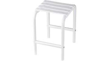 Shower stool, White polypropylene seat and white Epoxy-coated base, 335 x 385 x 485 mm, Ø 30 mm