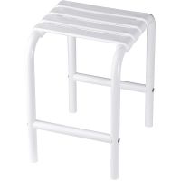 Shower stool, White polypropylene seat and white Epoxy-coated base, 335 x 385 x 485 mm, Ø 30 mm