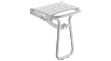 Foldaway shower seat, White polypropylene seat and white Epoxy-coated base, 380 x 355 x 500 mm, Ø 25 mm