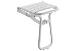 Foldaway shower seat, White polypropylene seat and white Epoxy-coated base, 380 x 355 x 500 mm, Ø 25 mm