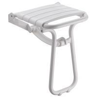 Foldaway shower seat, White polypropylene seat and white Epoxy-coated base, 380 x 355 x 500 mm, Ø 25 mm