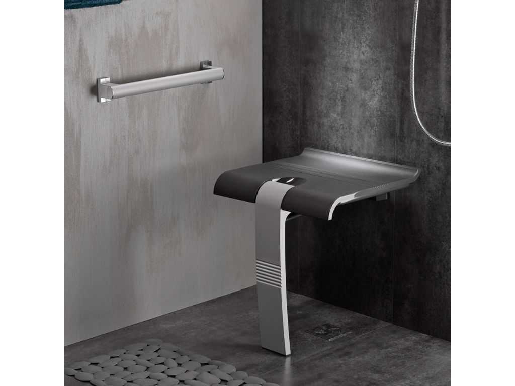 Tabouret de douche, Taupe & Gris chrome