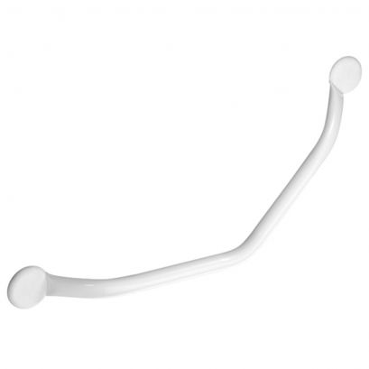 Elliptical 135° angled one-piece grab bar, White Epoxy-coated Steel, 350 x 350 mm, Ø 25 mm